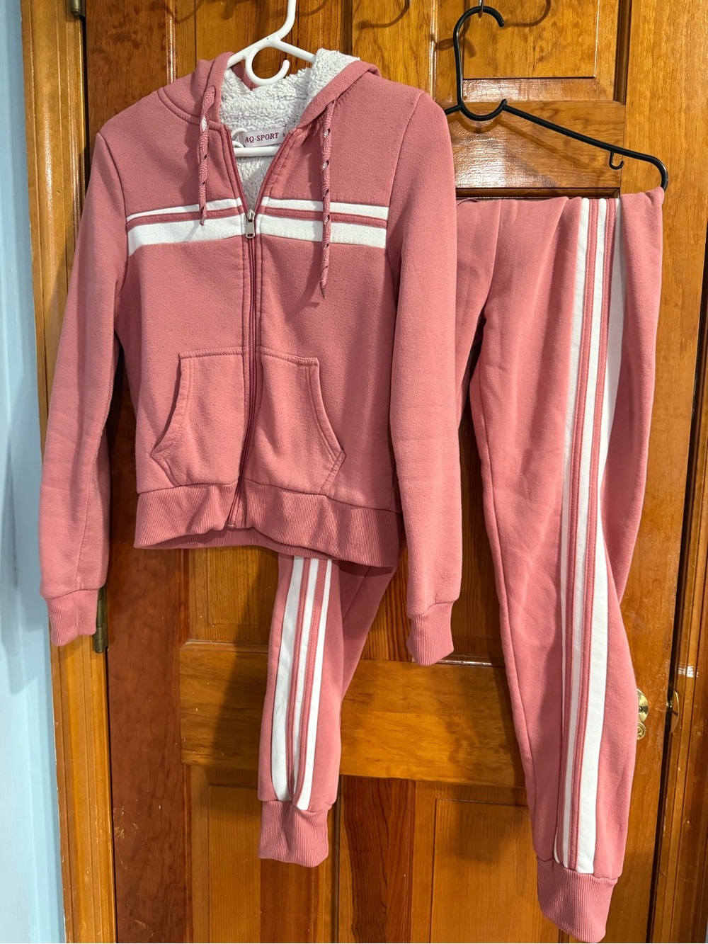 Girls Cozy Sherpa-Lined Tracksuit Hoodie & Joggers - Dusty Rose